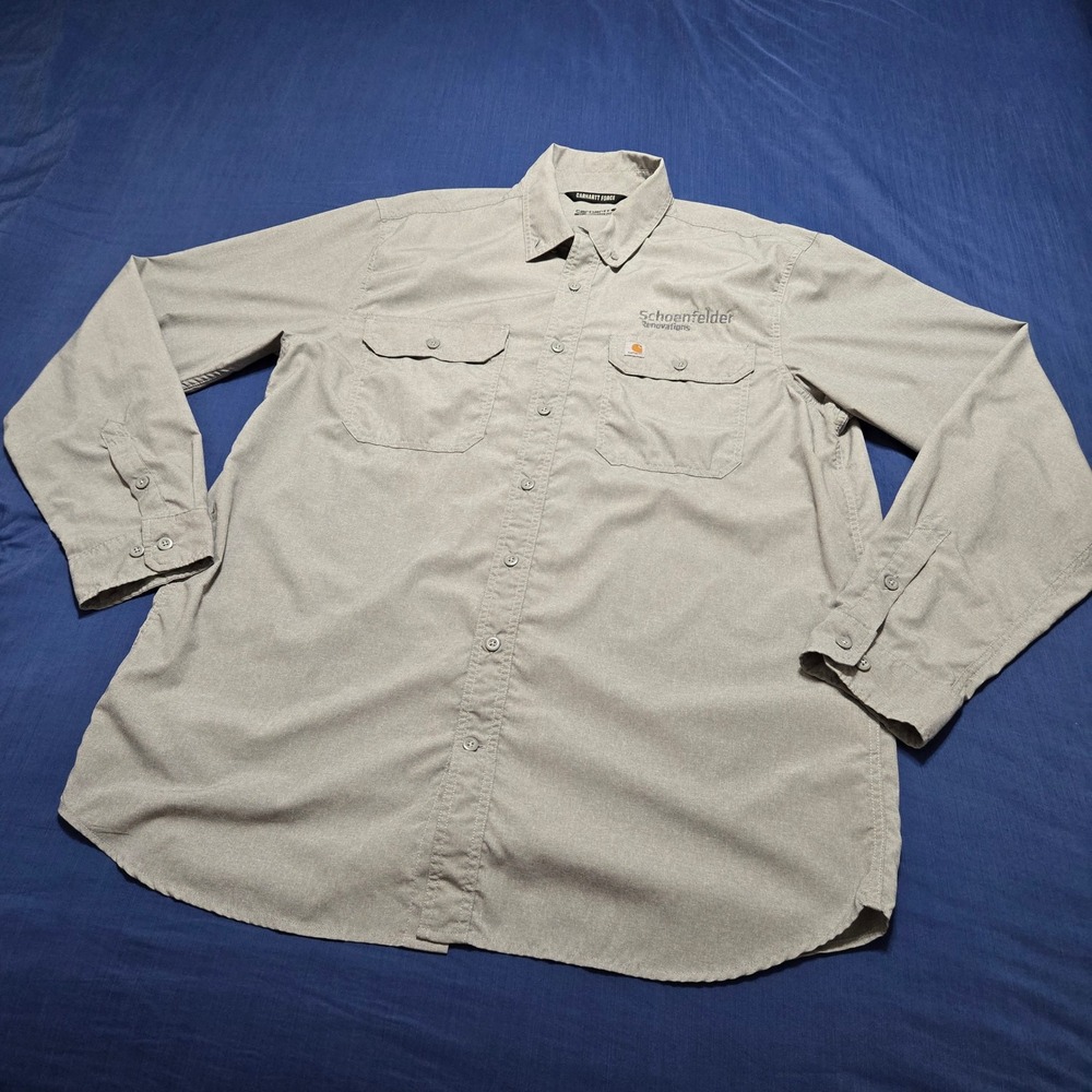 Carhartt Force Shirt Mens XL Tall Gray Excellent TW5291-M Relaxed Fit Workwear